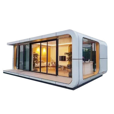 Moderne ruimtecapsulecontainerhuis met intelligent systeem en kassen