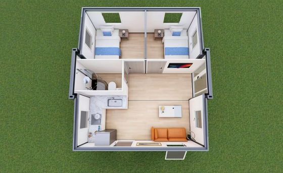 Prefab villa uitbreidbare draagbare huizen met 70% bouwtijd bespaard en lokale standaard elektriciteit