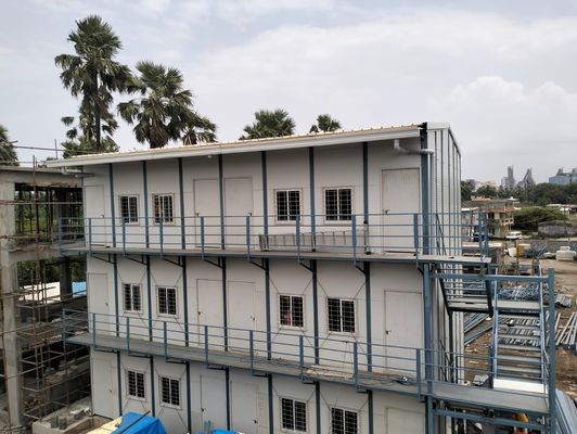 Aluminium venster en houten vloer 2 verdiepingen glas prefab huis voor kleine gezinnen