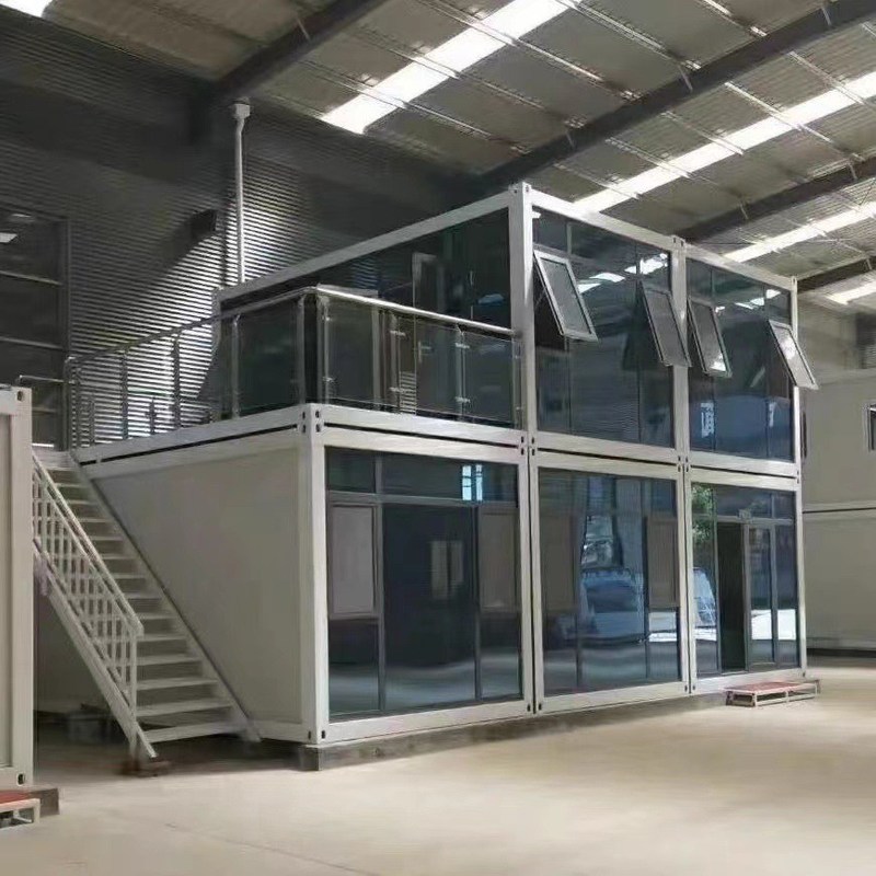 20ft 40ft Easy Assembly Container Storage Flat Pack Hurricane Proof Prefab Office Container met modern zwart ontwerp