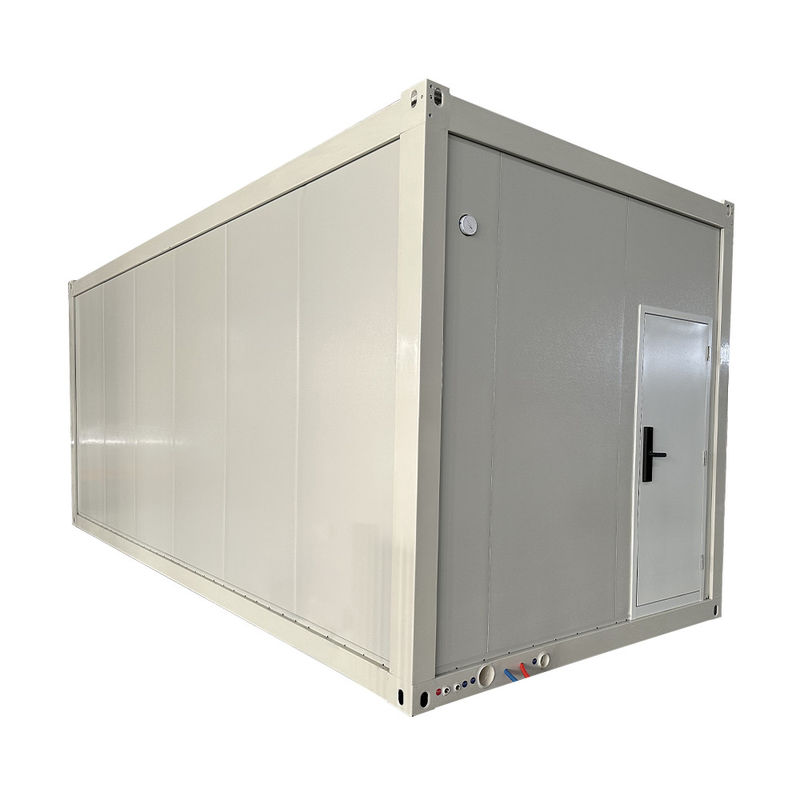 Vierkant ontwerp gemodificeerd scheepvaartcontainerhuis voor kantoor waterdicht branddicht geprefabriceerd stalen frame huizen